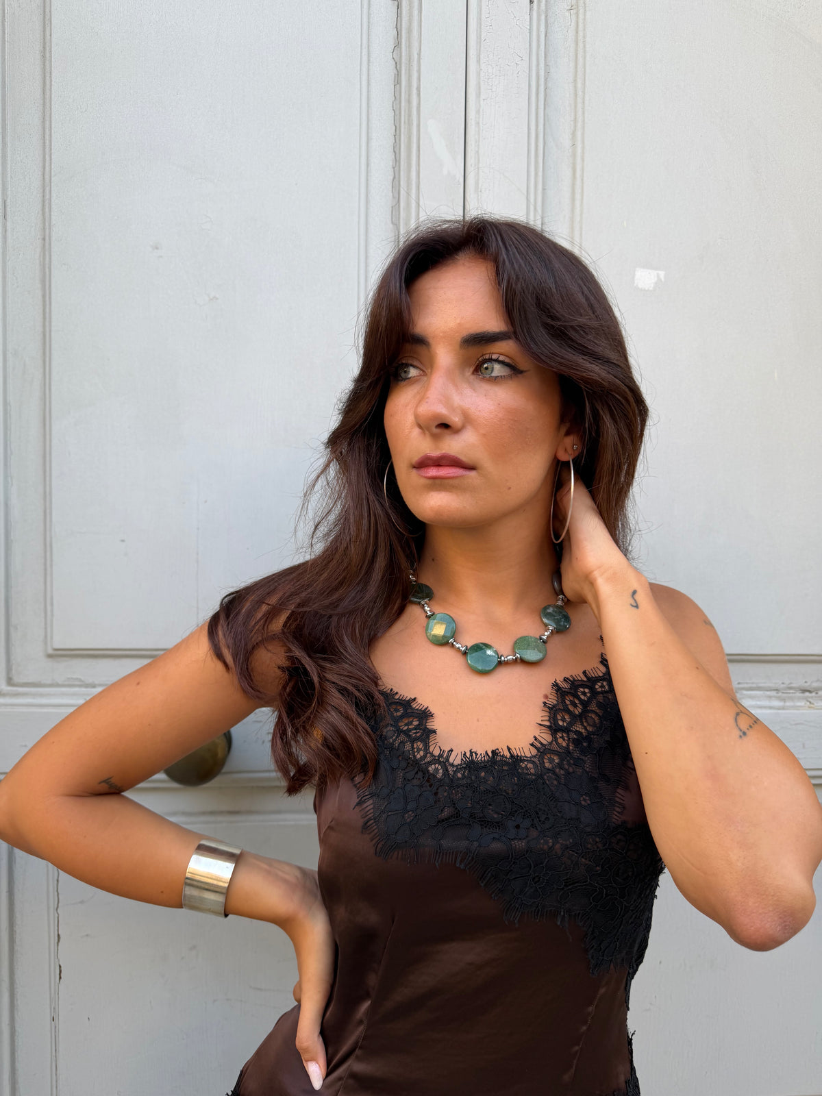 Necklace “Olive stones”