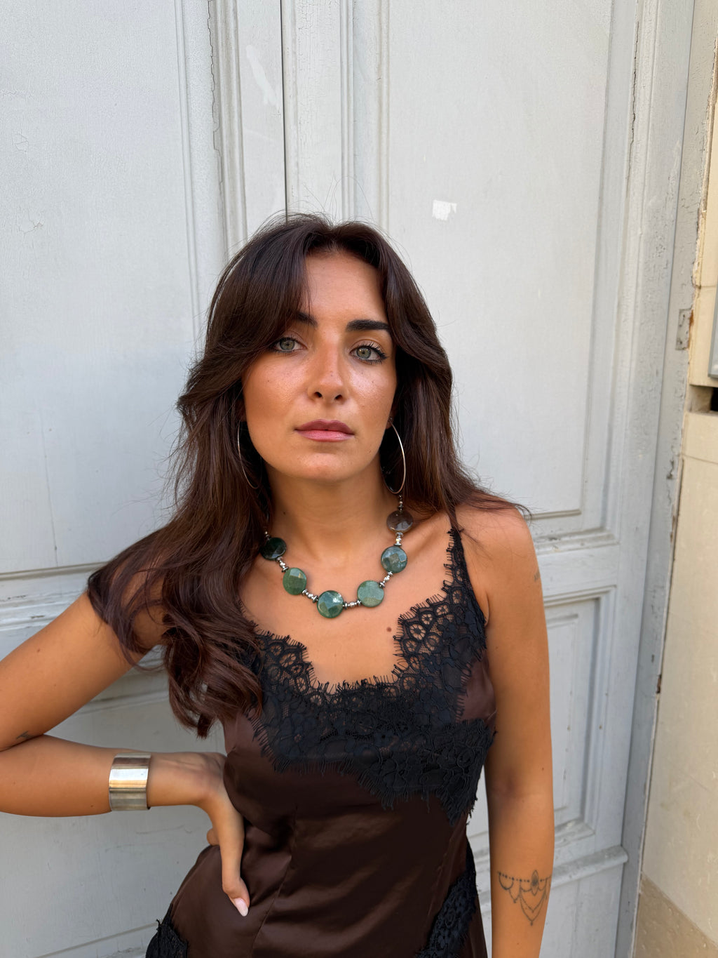 Necklace “Olive stones”