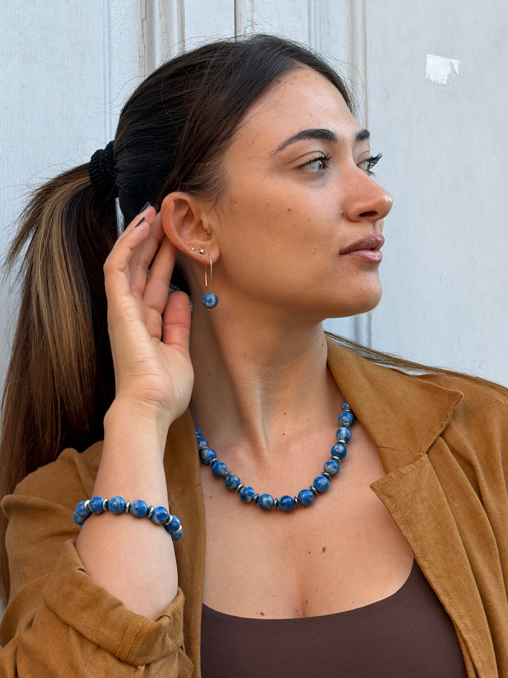 Earrings “Sospesi blue Pearl”
