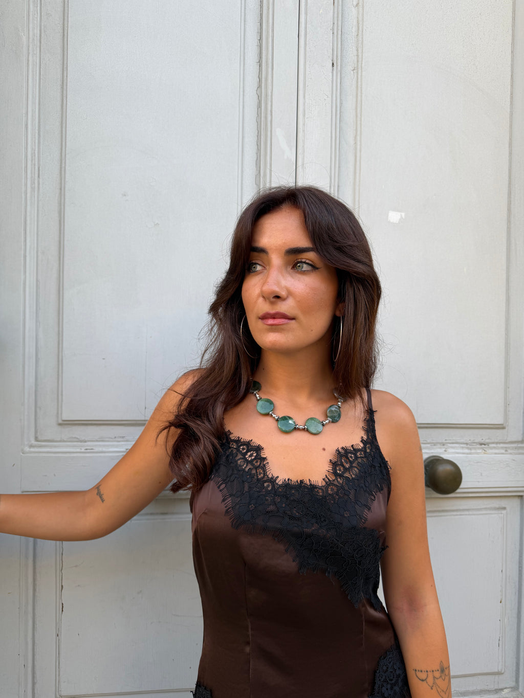 Necklace “Olive stones”