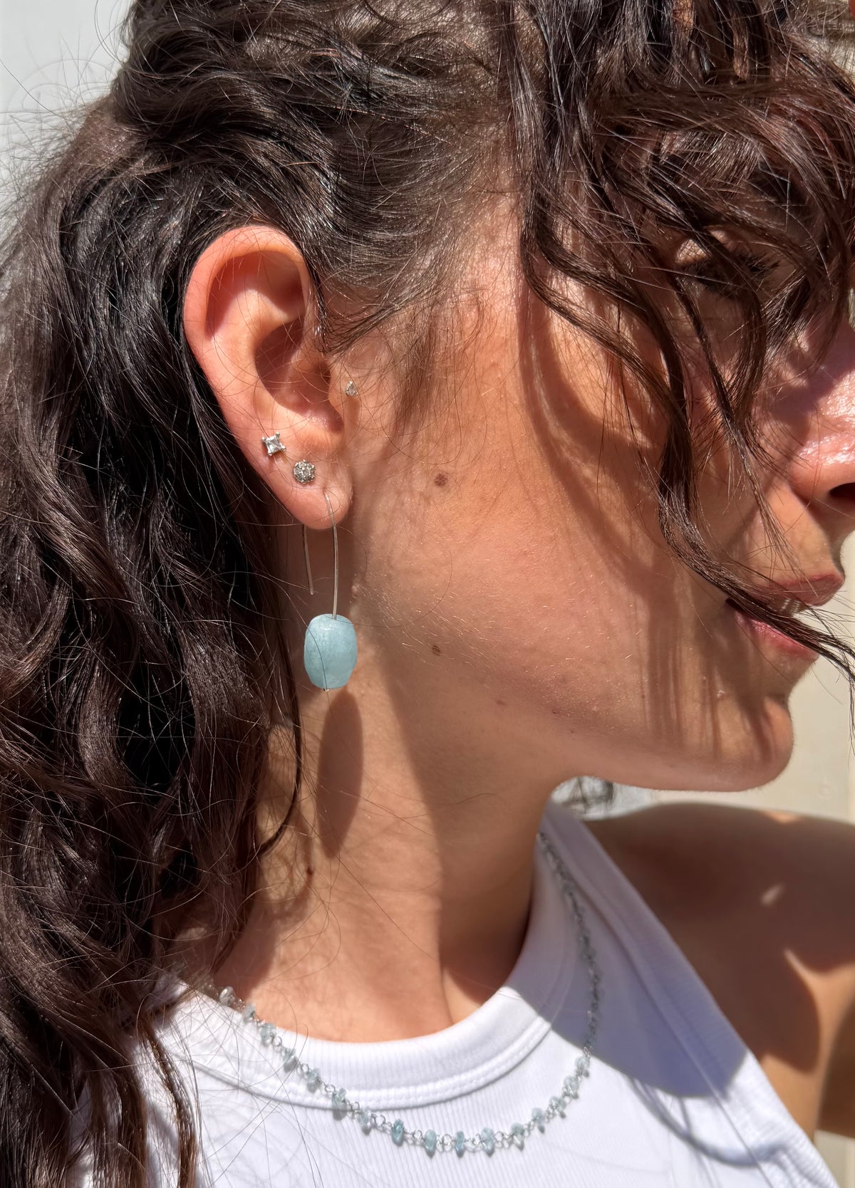 Earrings “sospesi Acquamarine”